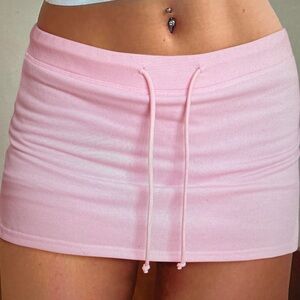 Pink Mini Skirt with Drawstring